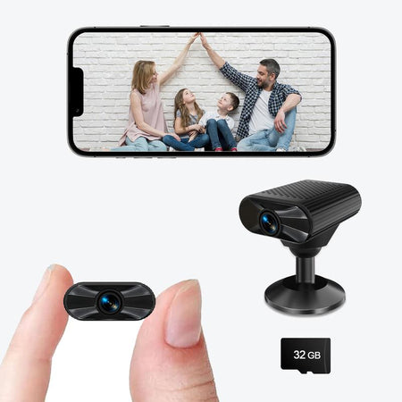 Mini Wi-Fi Surveillance Camera with Strong Magnet: 2K HD Resolution, Night Vision, 2-Hour Battery Life/USB Power, 32GB Memory Card, Compatible with iOS/Android App