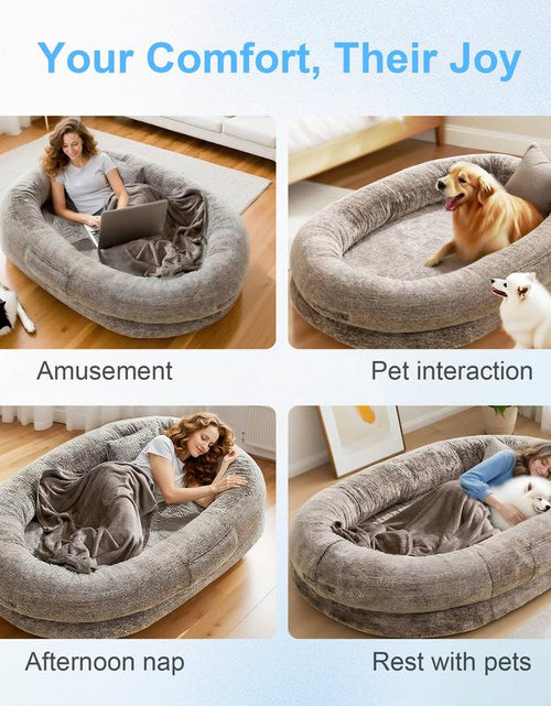 Load image into Gallery viewer, XL Orthopedic Faux Fur Dog Bed for Adults and Pets | Cozy Lounger with Pillow and Blanket | Washable Bedding, Ideal Gift for Pet Enthusiasts
