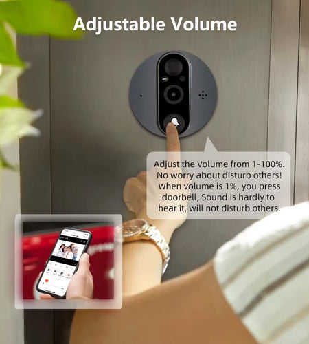 3MP Smart Life Tuya 1080P Wi-Fi Doorbell Eye Peephole Camera with 5000mAh Battery, PIR Motion Detection, IR Night Vision, Alexa and Google Assistant Compatible