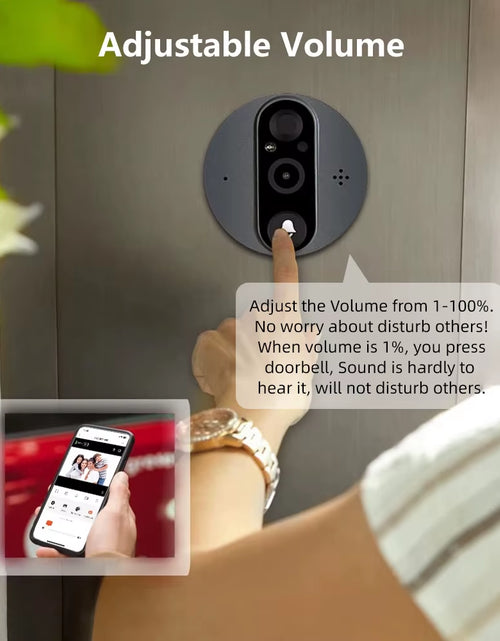 Load image into Gallery viewer, 3MP Smart Life Tuya 1080P Wi-Fi Doorbell Eye Peephole Camera with 5000mAh Battery, PIR Motion Detection, IR Night Vision, Alexa and Google Assistant Compatible

