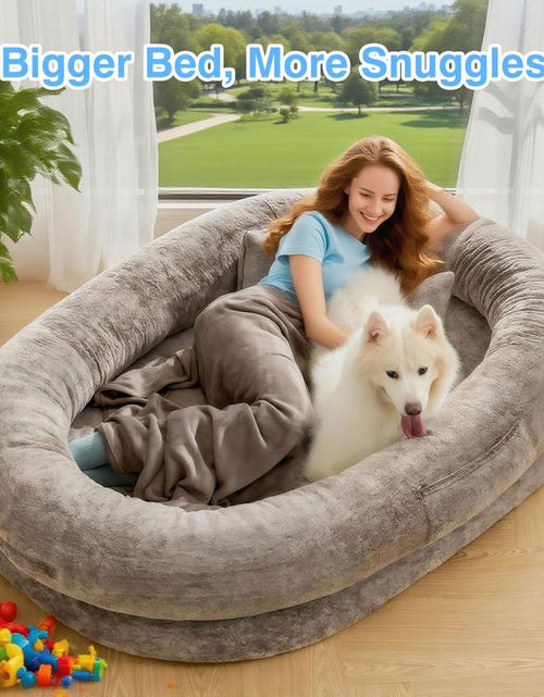 Load image into Gallery viewer, XL Orthopedic Faux Fur Dog Bed for Adults and Pets | Cozy Lounger with Pillow and Blanket | Washable Bedding, Ideal Gift for Pet Enthusiasts
