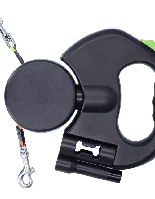 Load image into Gallery viewer, Retractable Dog Leash Automatic Retractable Pet Leash 1 Tow 2 Retractable Double Dog Leash with Flashlight and Bag Dispenser
