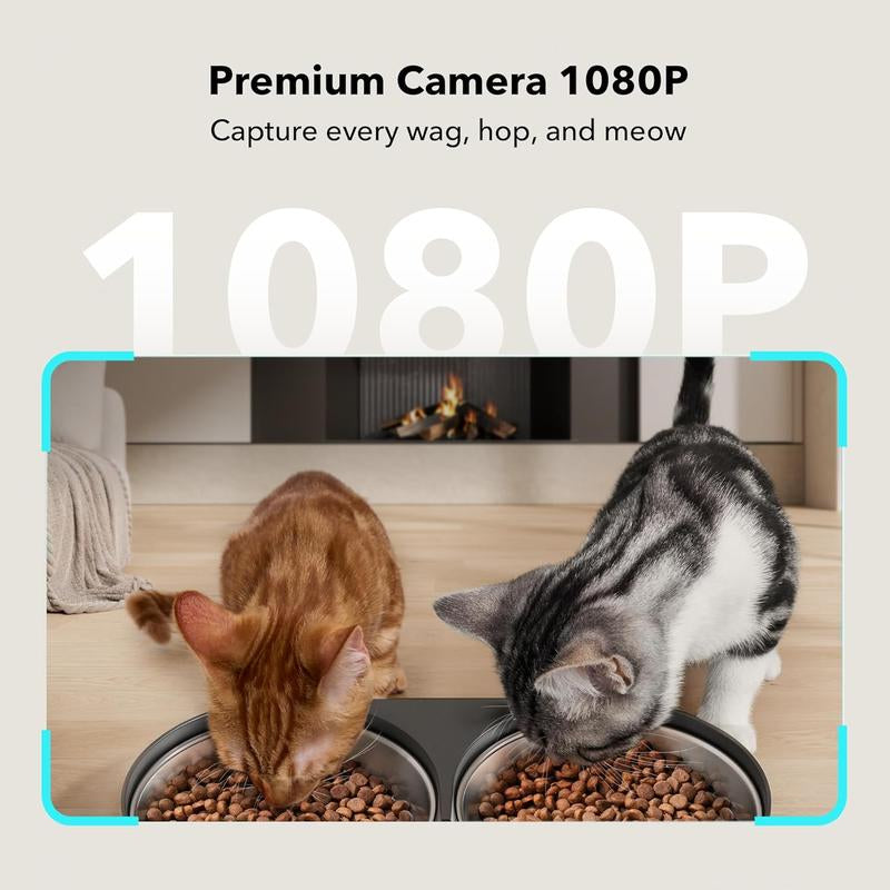PETLIBRO Smart Automatic Cat Feeder with Camera for Dual Pet Use, 1080P HD Video and Night Vision, 5G WiFi Connectivity, Two-Way Audio, Low Food and Motion Alerts, Dual Tray Design, 5L Capacity, Black
