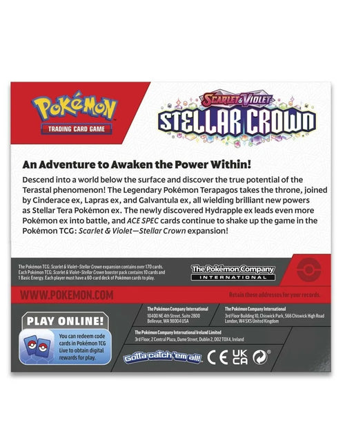 Load image into Gallery viewer, Trading Card Game: Scarlet and Violet Stellar Crown Booster Box 36 Count
