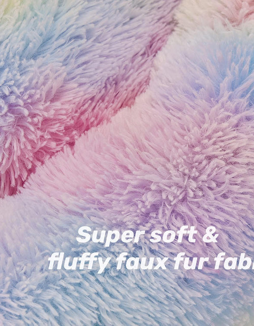 Load image into Gallery viewer, anti Anxiety round Fluffy Plush Faux Fur Warm Washable Dog Bed &amp; Cat Bed, Original Bed for Small Medium Large Pets,Used to Relieve Joints and Improve Sleep（20&quot;/24&quot;/27&#39;&#39;） (20&quot;, Rainbow)
