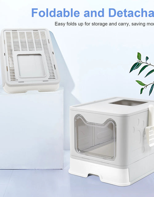 Load image into Gallery viewer, XXL Large Space Foldable Cat Litter Box with Front Entry &amp; Top Exit with Tray
