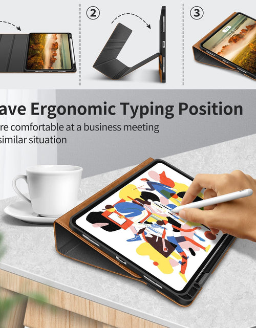 Load image into Gallery viewer, HOLIMET Ipad Pro 12.9 Case 2022 6Th/5Th/4Th/3Rd Generation Case 2021 2020 2018 with Pencil Holder Pocket Strap Folio Stand Cover Soft TPU Back Shockproof, Auto Sleep/Wake,Vegan Leather
