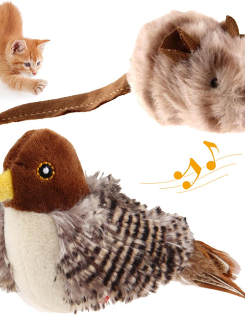 Load image into Gallery viewer, Interactive Cat Toy Squeaky, Electronic Chirpy Bird Cat Toy Feather Tail, Automatic Cat Play Squeak Toy for Boredom
