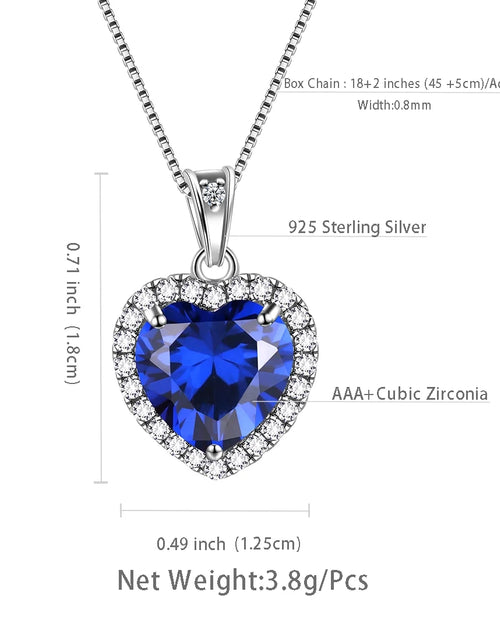 Load image into Gallery viewer, September Birthstone Necklace for Women, Blue Heart Necklace Sapphire Crystal CZ 925 Sterling Silver Necklaces Pendant Jewelry Girls Birthday Valentine&#39;S Day Gifts
