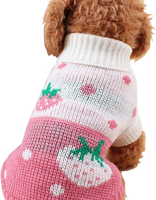 Load image into Gallery viewer, Pet Dog Sweaters Classic Knitwear Turtleneck Winter Warm Puppy Clothing Cute Strawberry and Heart Doggie Sweater
