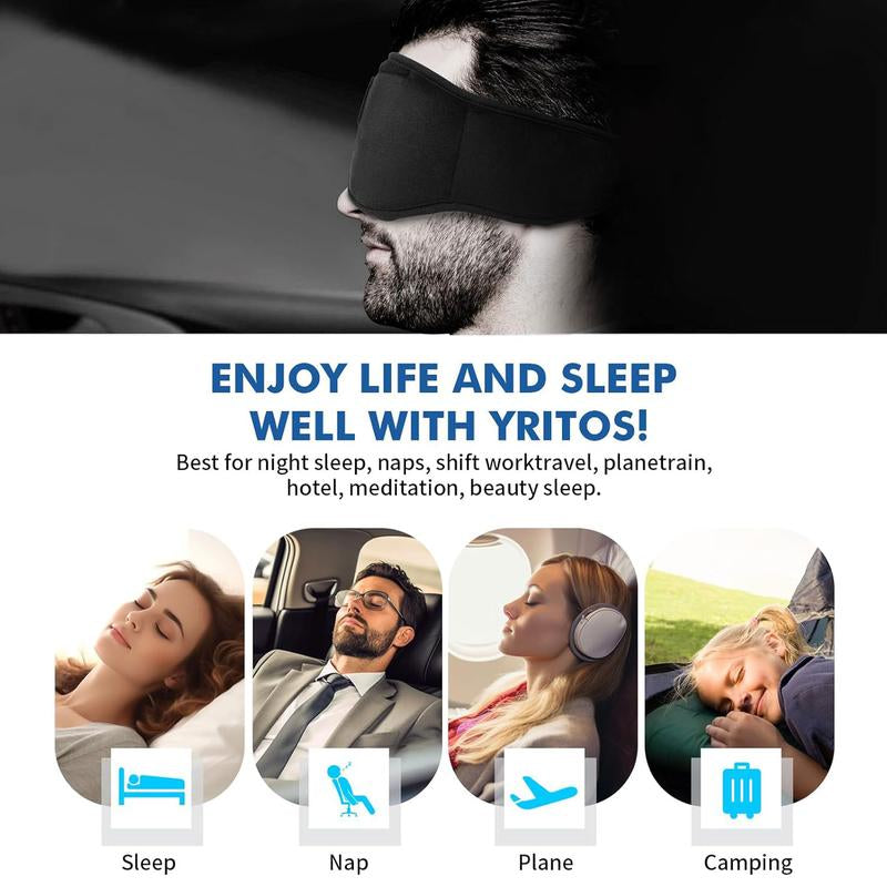 HITOZON Wireless Sleep Headphones and 3D Eye Mask with Ultra-Thin HD Stereo Speakers for Enhanced Comfort During Sleep, Workouts, and Travel - Bluetooth Compatible, Unisex, Ideal for Meditation and Insomnia Relief