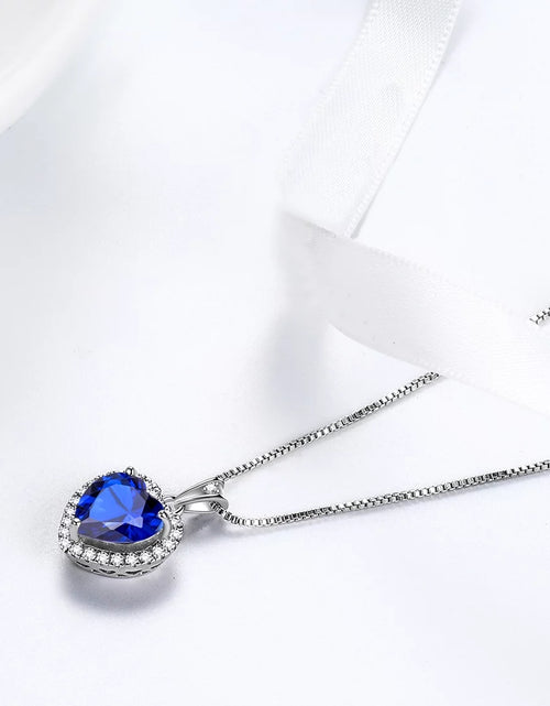 Load image into Gallery viewer, September Birthstone Necklace for Women, Blue Heart Necklace Sapphire Crystal CZ 925 Sterling Silver Necklaces Pendant Jewelry Girls Birthday Valentine&#39;S Day Gifts
