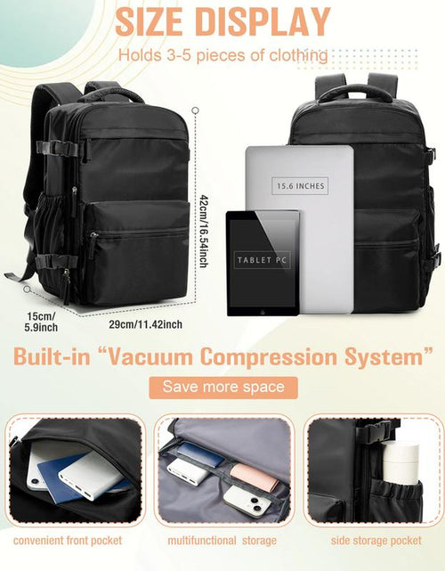 Load image into Gallery viewer, Professional Vacuum Travel Backpack with Integrated Pump for Women and Men, Flight-Approved Dimensions 18x14x8 Inches, Waterproof Compression Bag for Laptops and Leisure Activities
