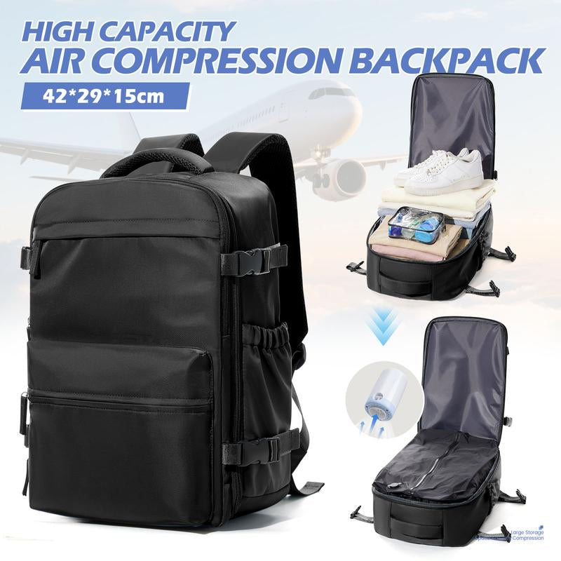 Professional Vacuum Travel Backpack with Integrated Pump for Women and Men, Flight-Approved Dimensions 18x14x8 Inches, Waterproof Compression Bag for Laptops and Leisure Activities