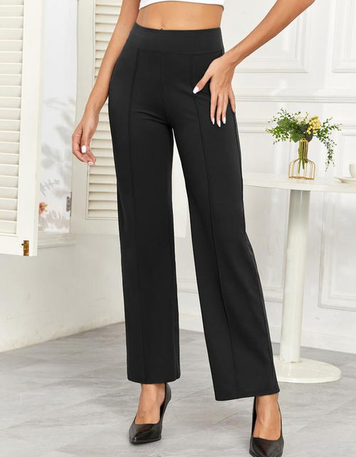Load image into Gallery viewer, Agenlulu Women&#39;s Wide Leg Dress Pants - Elastic High Waist Straight Leg Business Casual Office Slacks
