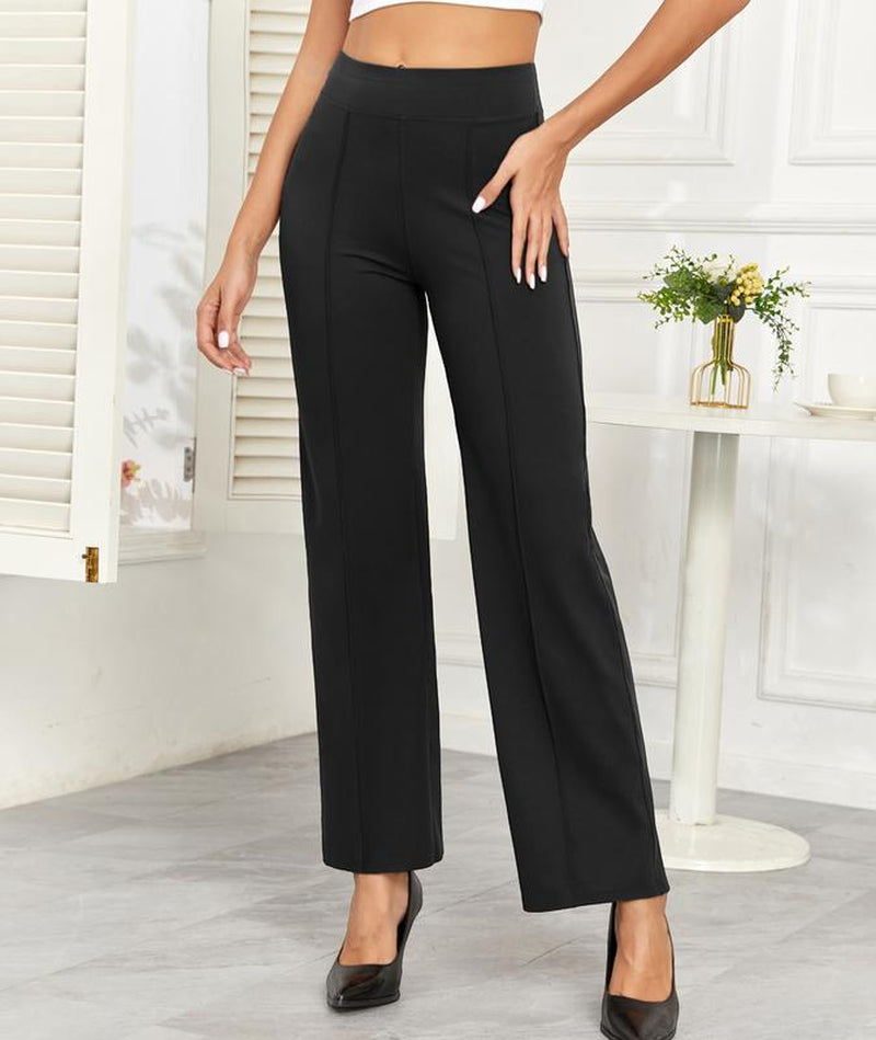 Agenlulu Women's Wide Leg Dress Pants - Elastic High Waist Straight Leg Business Casual Office Slacks