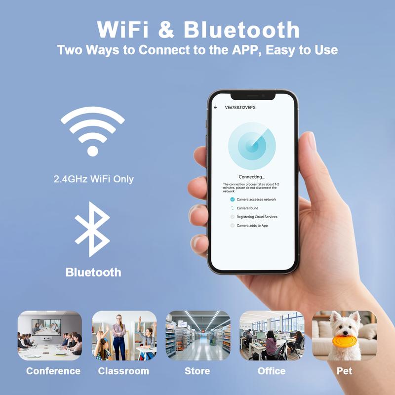 Mini Wi-Fi Surveillance Camera with Strong Magnet: 2K HD Resolution, Night Vision, 2-Hour Battery Life/USB Power, 32GB Memory Card, Compatible with iOS/Android App