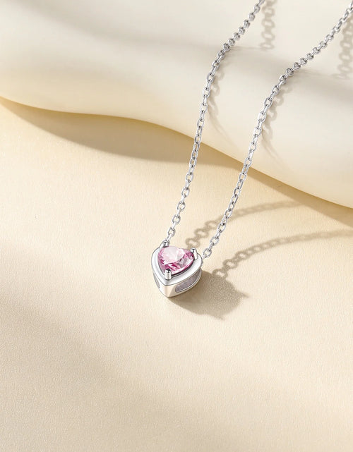 Load image into Gallery viewer, Women 925 Sterling Silver Birthstone Love Heart Necklace, Birthday Valentines Gift
