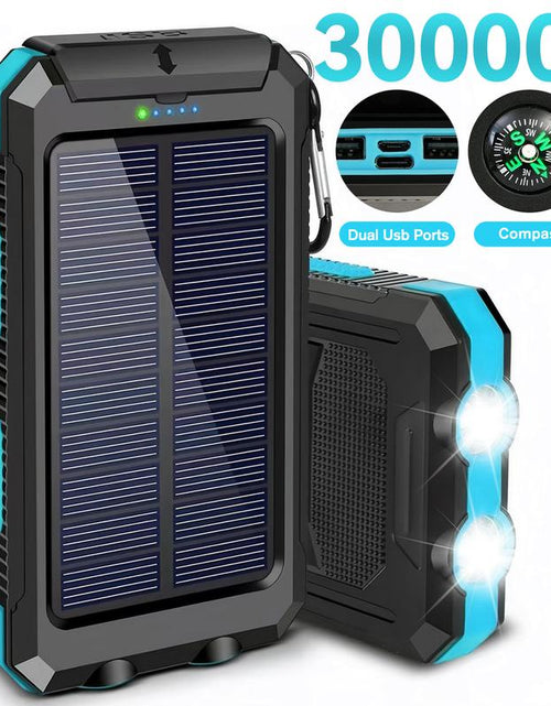 Load image into Gallery viewer, Solar-Powered Portable Charger with Dual USB Output and Flashlight, Wireless Car Charging Capability, Ideal for Travel and Electronic Devices
