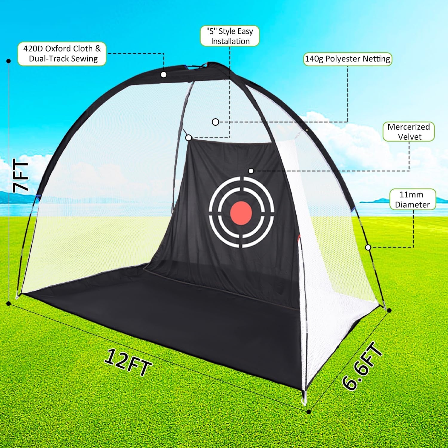 Golf Net,Golf Net Backyard Driving,Golf Driving Range,Golf Set Net,Heavy Duty Dome Golf Practice Net,Golf Practice Hitting Net,Quick Setup with Target Cloth and Carry Bag(Style Optional)