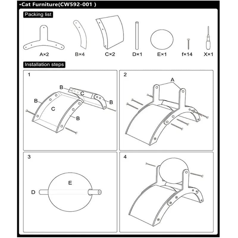 Arch Bridge Ball Design Cat Scratching Board - Durable Wood Stand with Sisal Rope Ball Scratcher Toy for Cats, Wear-Resistant Pet Supplies