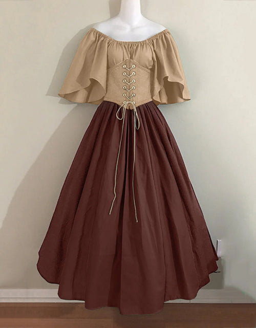 Load image into Gallery viewer, Womens Renaissance Faire Dresses Medieval Irish Traditional plus Size Dresses Ruffle over Dress Corset Retro Cosplay Gown Clothing
