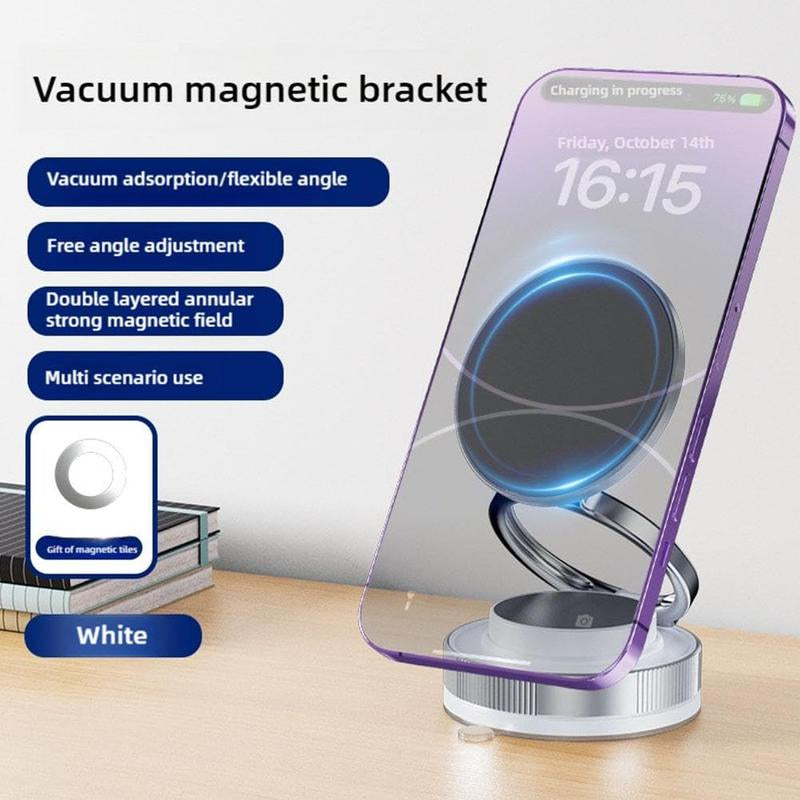 BAILIXIN 360° Adjustable Vacuum Magnetic Phone Mount - Portable and Foldable Stand for All Smartphones, Compatible with Any Car Model and Gym/Bathroom Mirrors