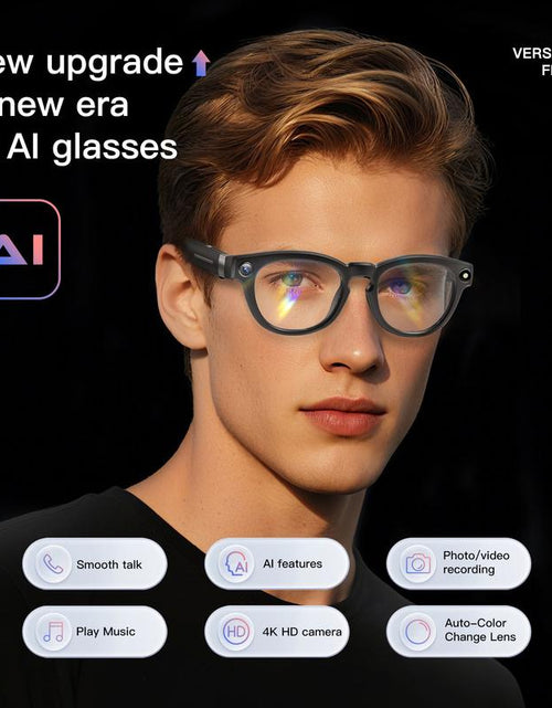 Load image into Gallery viewer, AI Smart Glasses with 1080P HD Camera, Real-Time AI Translation, and Open-Ear Bluetooth Speaker for Men and Women
