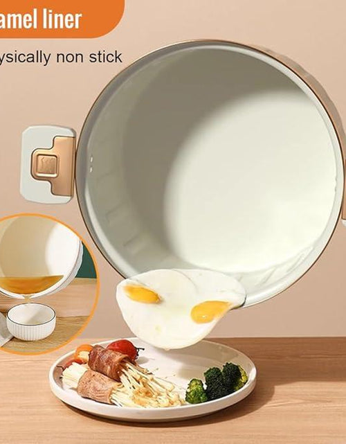 Load image into Gallery viewer, Non-Stick Enamel Micro Pressure Cooker - 2.11 Gallon Large Capacity with Push-Pull Lock for Soups and Stews - Oval Stainless Steel Cookware in White
