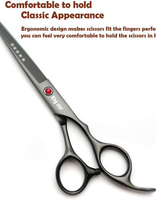 Load image into Gallery viewer, 7.0In Titanium Professional Dog Grooming Scissors Set,Straight &amp; Thinning &amp; Curved Scissors 4Pcs Set for Dog Grooming (Bright Black)
