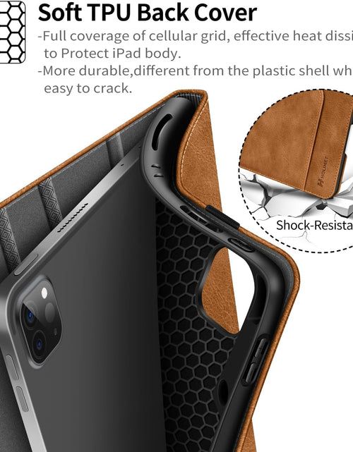 Load image into Gallery viewer, HOLIMET Ipad Pro 12.9 Case 2022 6Th/5Th/4Th/3Rd Generation Case 2021 2020 2018 with Pencil Holder Pocket Strap Folio Stand Cover Soft TPU Back Shockproof, Auto Sleep/Wake,Vegan Leather
