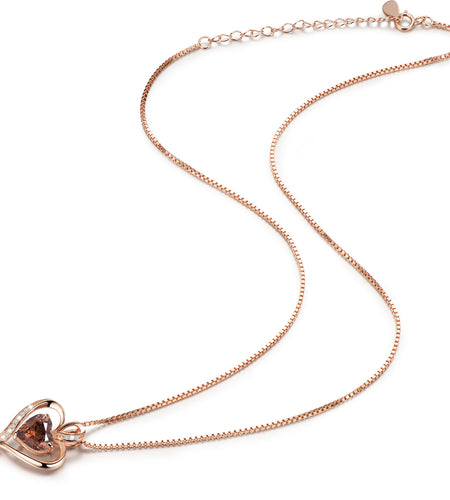 Heart Necklaces for Women 925 Sterling Silver Pendant Necklace Rose Gold White Gold/14K Gold Plated Love Necklace for Her Girlfriend Wife Valentines Day Birthday Women Jewelry Gifts 18"+2"