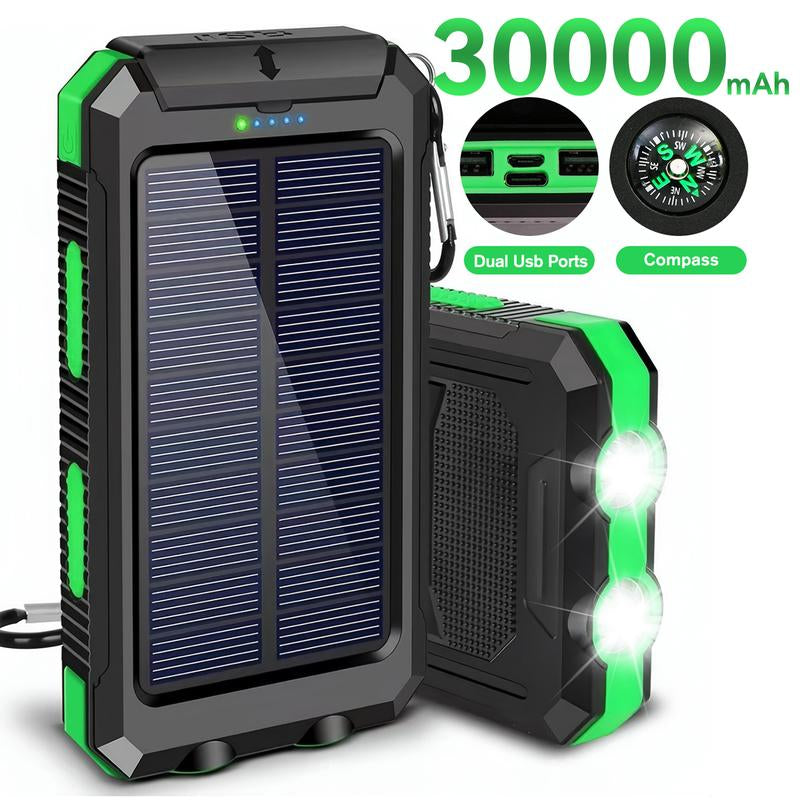Solar-Powered Portable Charger with Dual USB Output and Flashlight, Wireless Car Charging Capability, Ideal for Travel and Electronic Devices
