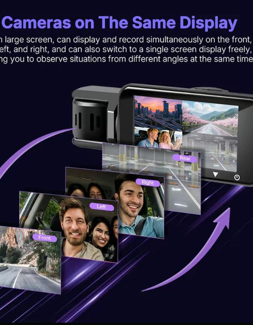 Load image into Gallery viewer, Dual Full HD Dash Camera with Front and Rear Coverage, Built-In WiFi, 64GB Card, 4&quot; IPS Screen, Enhanced Night Vision, HDR, App Control, and 24-Hour Parking Monitoring

