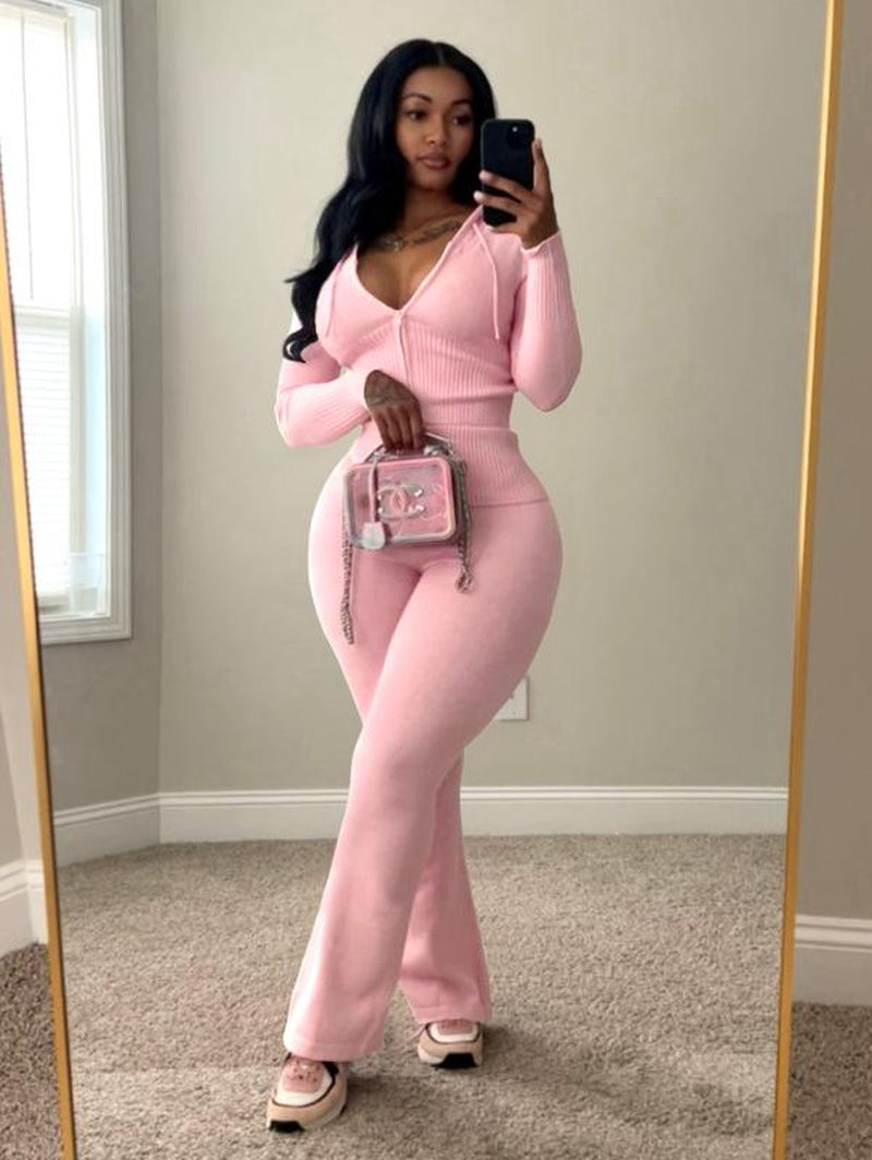 Usboutique Women's Chic 2-Piece Sweatsuit - Yellow Zip-Up Hoodie with Pockets and Flare Yoga Pants, Trendy Lounge Set for Casual Fall/Winter Wear, Athleisure Apparel