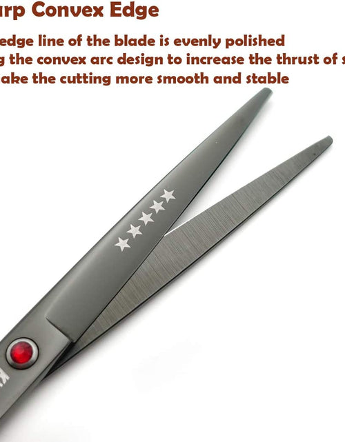 Load image into Gallery viewer, 7.0In Titanium Professional Dog Grooming Scissors Set,Straight &amp; Thinning &amp; Curved Scissors 4Pcs Set for Dog Grooming (Bright Black)
