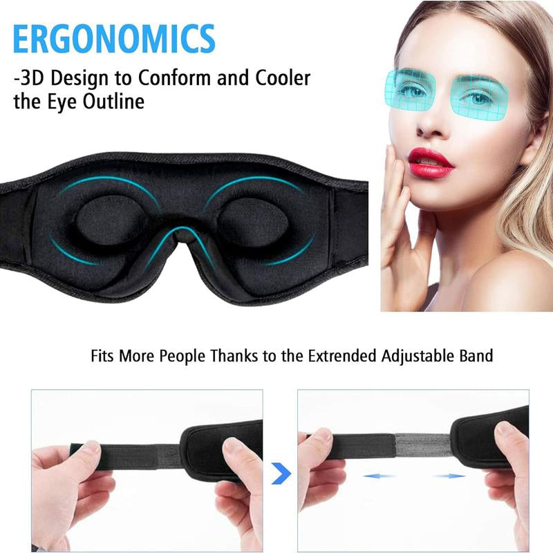 HITOZON Wireless Sleep Headphones and 3D Eye Mask with Ultra-Thin HD Stereo Speakers for Enhanced Comfort During Sleep, Workouts, and Travel - Bluetooth Compatible, Unisex, Ideal for Meditation and Insomnia Relief