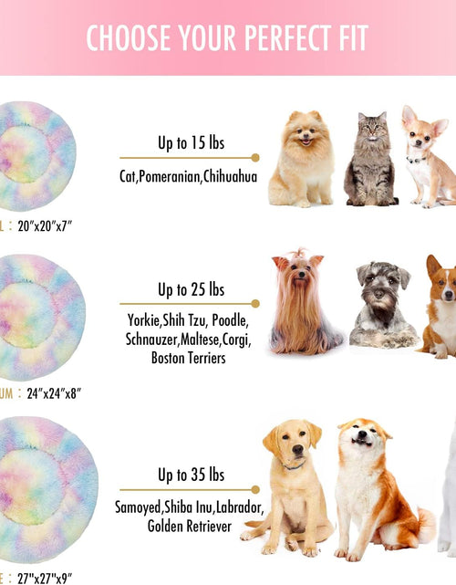 Load image into Gallery viewer, anti Anxiety round Fluffy Plush Faux Fur Warm Washable Dog Bed &amp; Cat Bed, Original Bed for Small Medium Large Pets,Used to Relieve Joints and Improve Sleep（20&quot;/24&quot;/27&#39;&#39;） (20&quot;, Rainbow)
