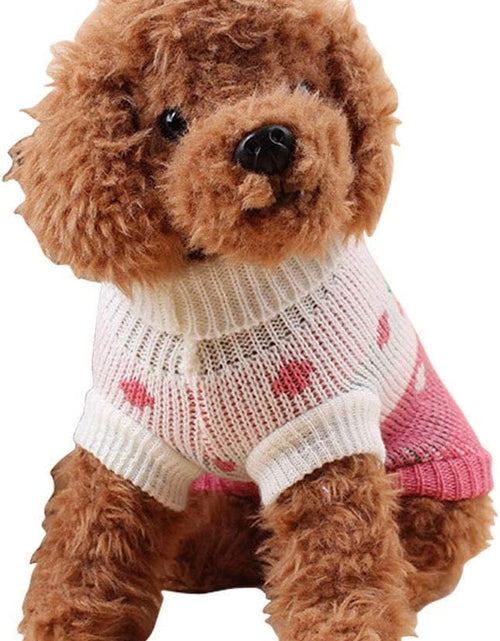 Load image into Gallery viewer, Pet Dog Sweaters Classic Knitwear Turtleneck Winter Warm Puppy Clothing Cute Strawberry and Heart Doggie Sweater
