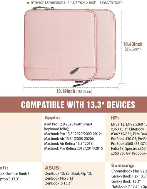 Load image into Gallery viewer, 13.3-14 Inch Laptop Sleeve Case Carrying Bag with Pockets for Surface Pro 9/8/X, Macbook Air 2022-2018, Macbook Pro M2 14&quot; /13&quot; M2/M1 Pro/M1 Max 14.2 2023-2021, Galaxy Tab S9+/S8+ 12.4&quot;,Pink
