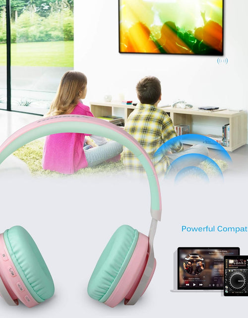 Load image into Gallery viewer, WT-7S Bluetooth Headphones Light Up, Foldable Stero Wireless Headset with Microphone and Volume Control for Pc/Cell Phones/Tv/Ipad (Pink Green)

