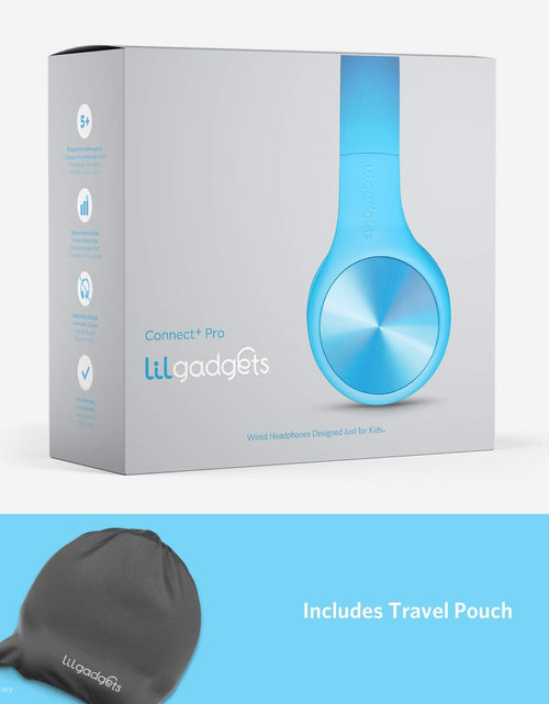 Load image into Gallery viewer, Connect+ PRO Kids Premium Volume Limited Wired Headphones with Shareport and Inline Microphone (Children) - Blue
