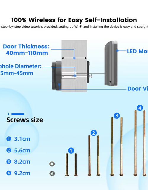 Load image into Gallery viewer, 3MP Smart Life Tuya 1080P Wi-Fi Doorbell Eye Peephole Camera with 5000mAh Battery, PIR Motion Detection, IR Night Vision, Alexa and Google Assistant Compatible
