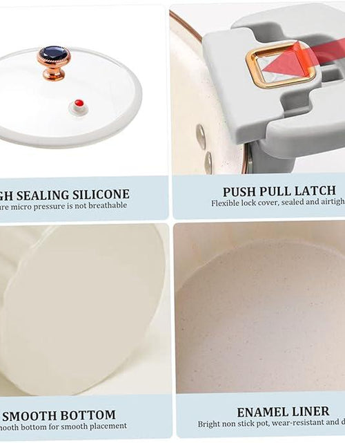 Load image into Gallery viewer, Non-Stick Enamel Micro Pressure Cooker - 2.11 Gallon Large Capacity with Push-Pull Lock for Soups and Stews - Oval Stainless Steel Cookware in White
