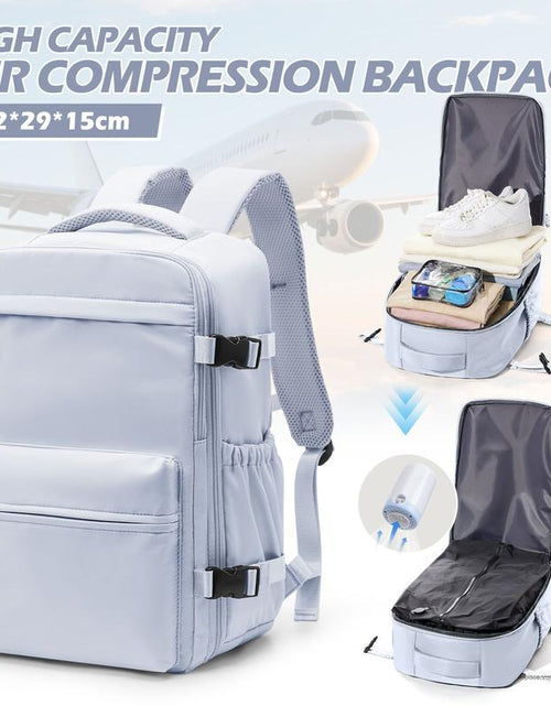 Load image into Gallery viewer, Professional Vacuum Travel Backpack with Integrated Pump for Women and Men, Flight-Approved Dimensions 18x14x8 Inches, Waterproof Compression Bag for Laptops and Leisure Activities
