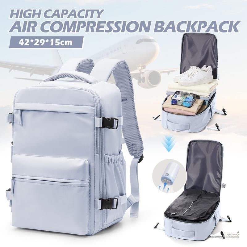 Professional Vacuum Travel Backpack with Integrated Pump for Women and Men, Flight-Approved Dimensions 18x14x8 Inches, Waterproof Compression Bag for Laptops and Leisure Activities