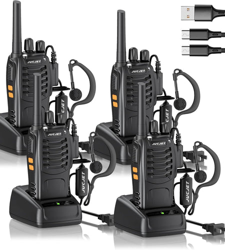 Long Range 100 Mile Walkie Talkie Two Way Radio Charge Headset Waterproof 4 PACK
