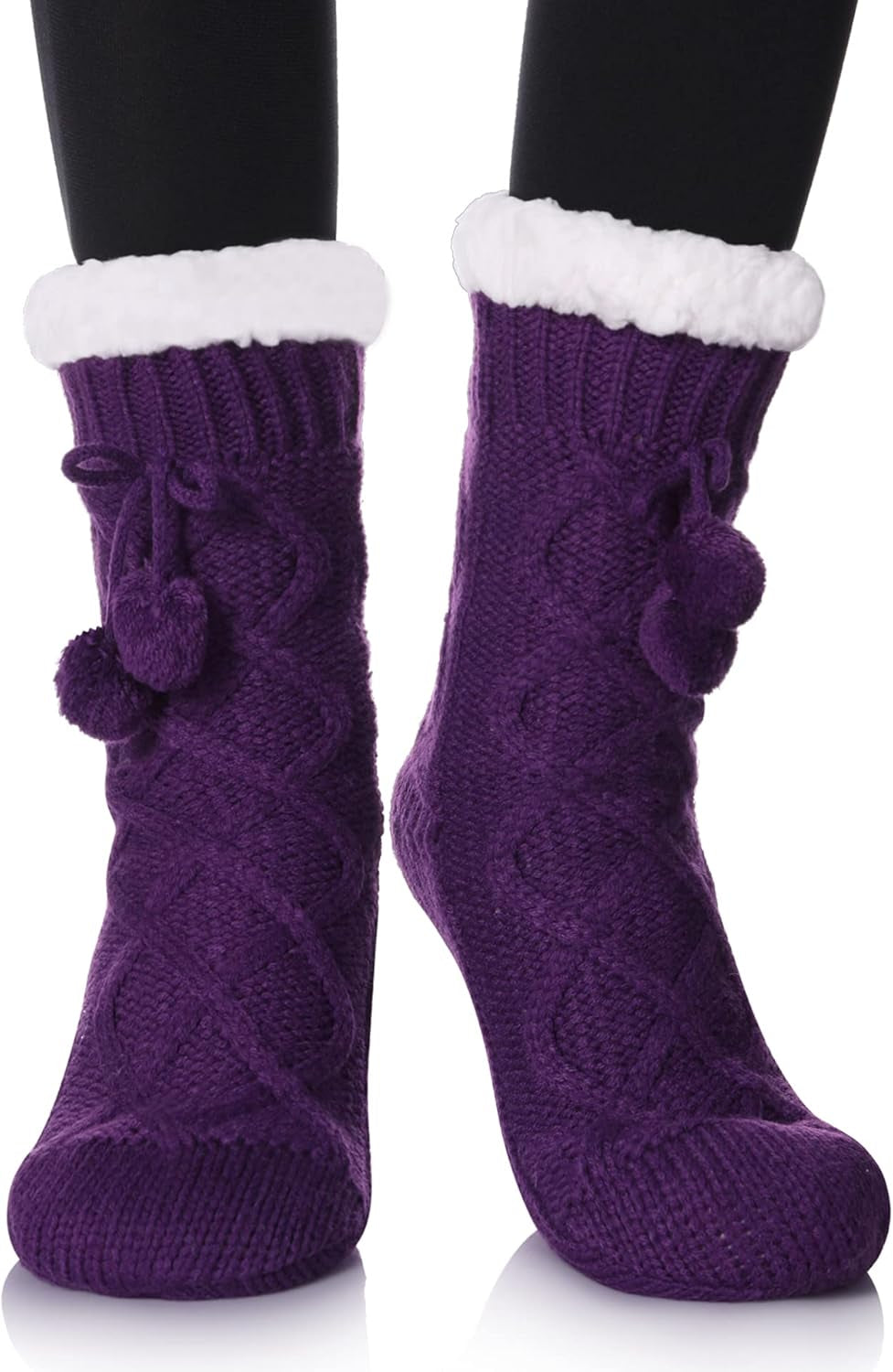 Womens Non Slip Slipper Socks Winter Warm Soft Cozy Fuzzy Fleece-Lined Grippers Home Socks
