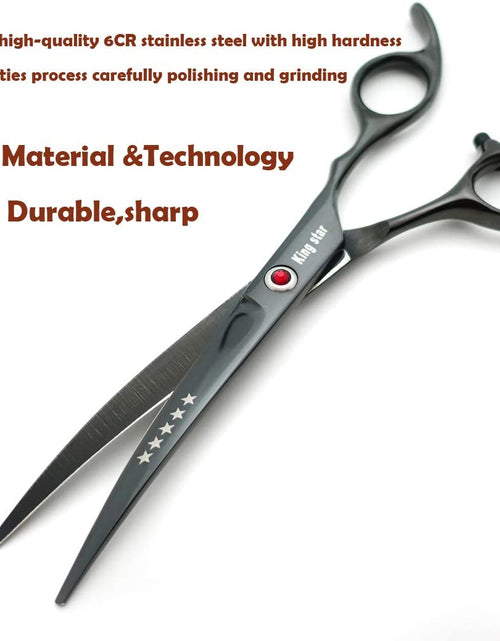 Load image into Gallery viewer, 7.0In Titanium Professional Dog Grooming Scissors Set,Straight &amp; Thinning &amp; Curved Scissors 4Pcs Set for Dog Grooming (Bright Black)
