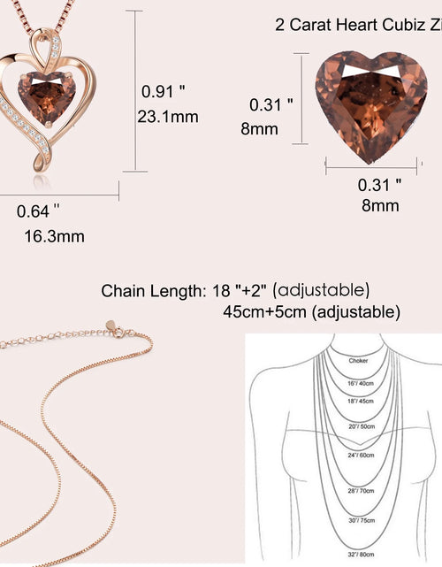 Load image into Gallery viewer, Heart Necklaces for Women 925 Sterling Silver Pendant Necklace Rose Gold White Gold/14K Gold Plated Love Necklace for Her Girlfriend Wife Valentines Day Birthday Women Jewelry Gifts 18&quot;+2&quot;
